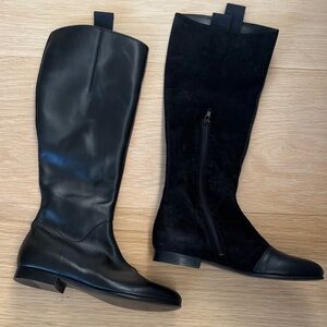 Vivienne Westwood knee high leather and suede black boots excellent condition